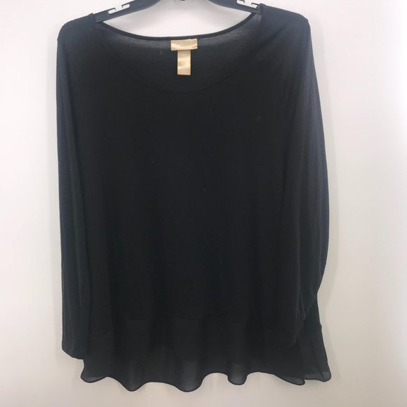 Miss Tina Tops - MISS TINA BLACK LONG SLEEVE BLOUSE